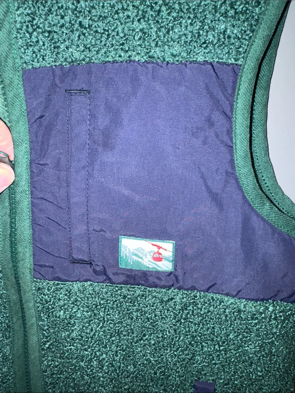 Cat & Jack Dark Green Sherpa Vest with Navy Chest Pocket